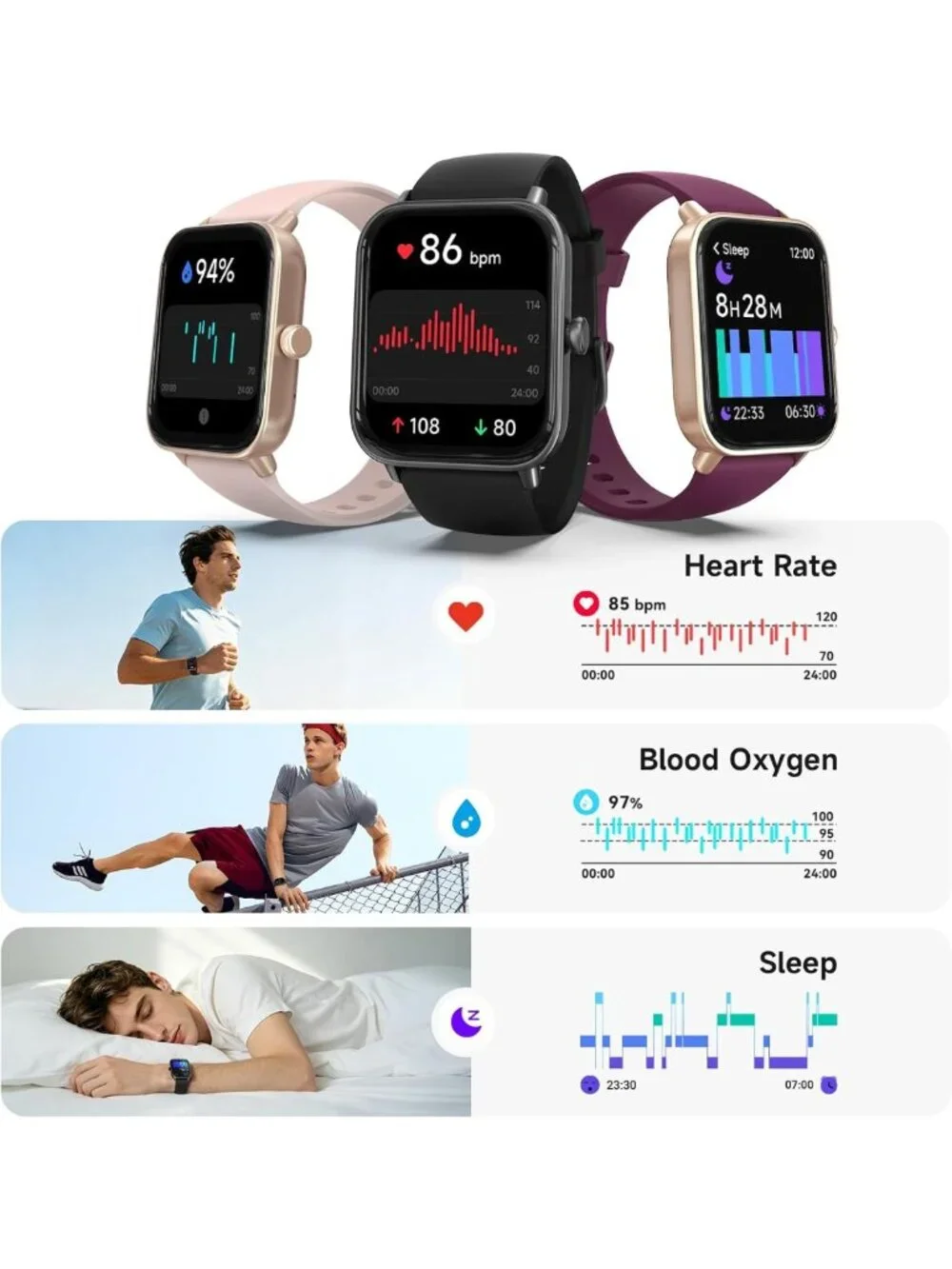 Men's Smart Watch 1.85'' AMOLED Display, Alexa Built-in, Fitness Tracker